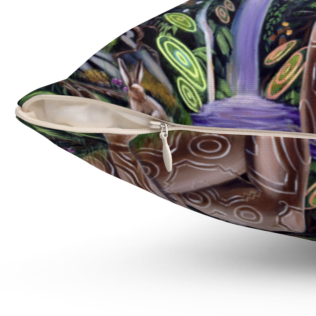 Spun Polyester Square Pillow featuring "Into the Mystic"