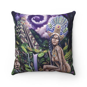Spun Polyester Square Pillow featuring "Into the Mystic"